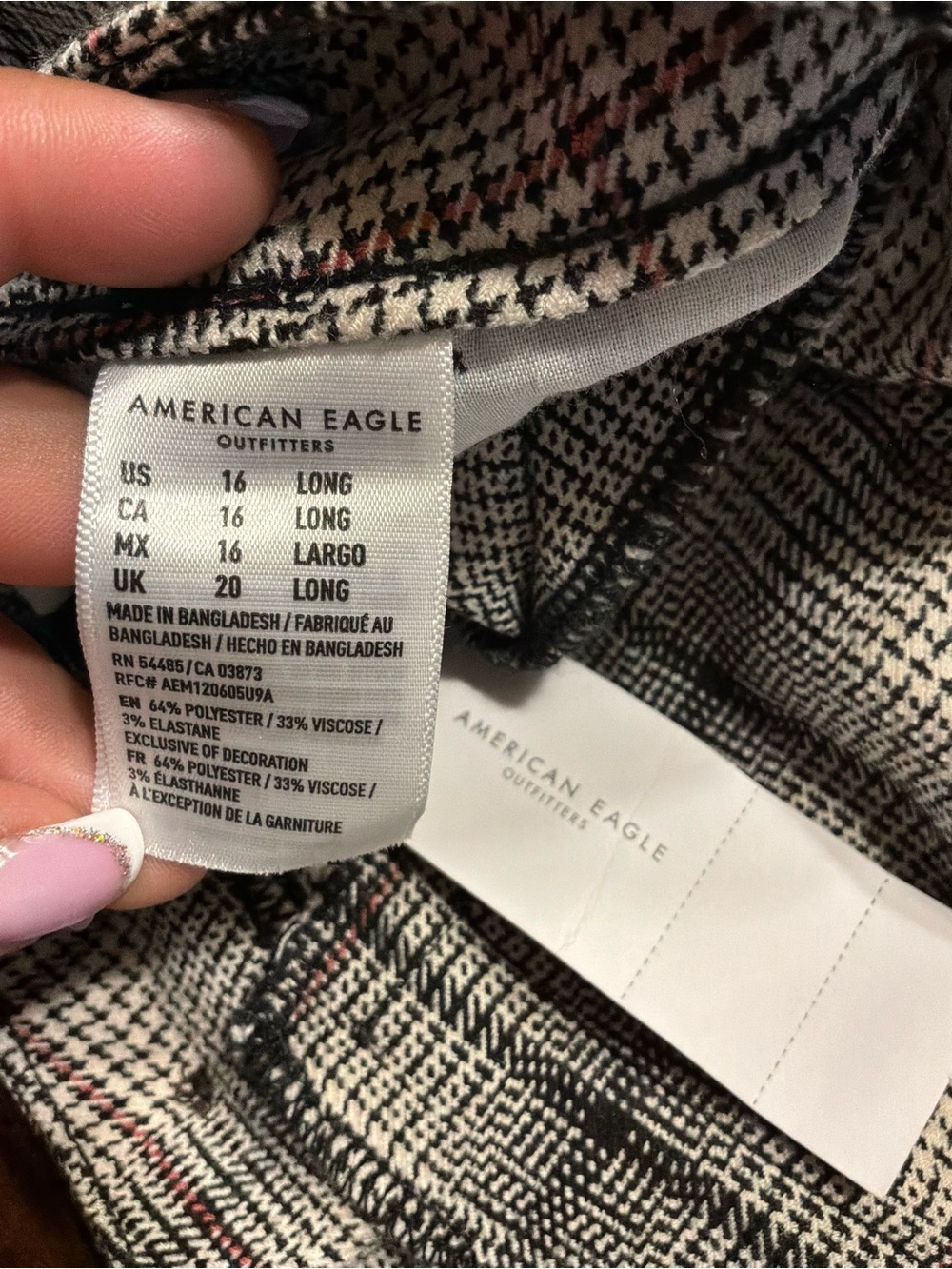 American Eagle Outfitters Women's Plaid Dress Pants -Gray, Black, Brown Size W33 - Picture 6 of 7